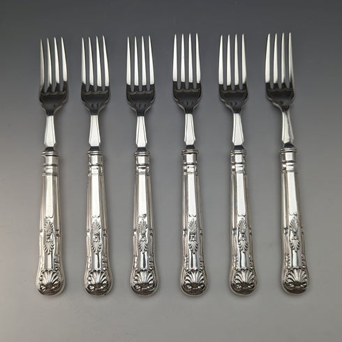 Circa 1930 British Vintage Silver Plated Fish Cutlery 6 Pair Set Hukin & Heath